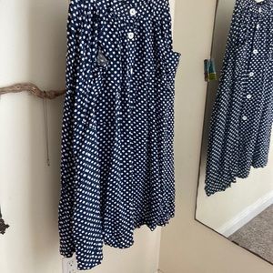 American Apparel long navy blue polka dots